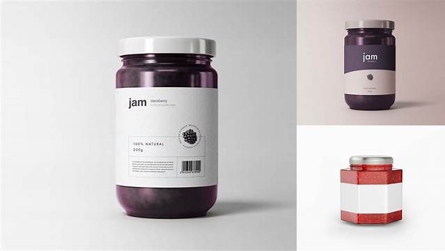 7446+ Glass Jar with Peach Jam Mock-Up Exclusive Free PSD Mockups