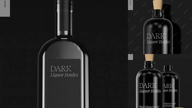 7448+ Black Matte Liquor Bottle PSD Mockup Front View Exclusive Free Creative Mockup File