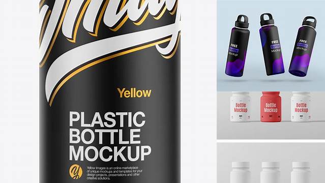 7454+ Metallized Plastic Bottle PSD Mockup Smart Layer Mockup Free