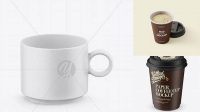 7456+ Matte Coffee Cup PSD Mockup High-Angle Shot Mockup PSD Free Download