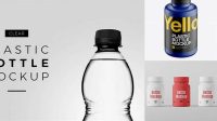 7457+ Matte Plastic Bottle PSD Mockup Front View High-Angle Shot Photoshop Freebie