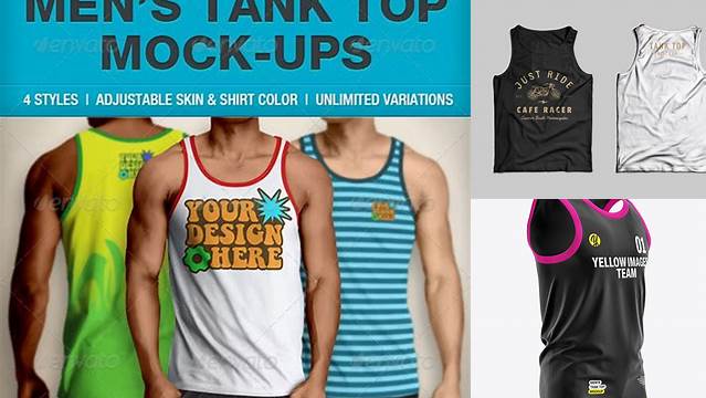 7460+ Men’s Jersey Tank Top PSD Mockup Front Half Side View Professional Photoshop Design Freebie