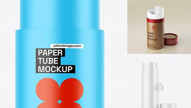 7460+ Opened Matte Paper Tube PSD Mockup High-Angle Shot Layered Photoshop Template