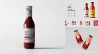 7463+ Clear Glass Bottle with Taco Sauce PSD Mockup High-Resolution Editable PSD