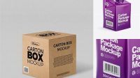 7466+ 500ml Carton Box PSD Mockup Half Side View Advanced Photoshop Template