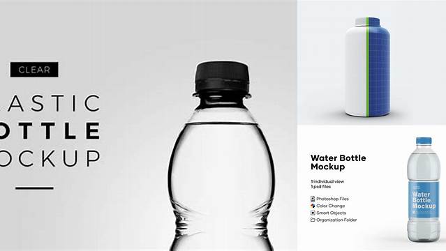 7466+ Plastic Bottle PSD Mockup Front View High-Angle Shot Free Graphic Mockup PSD