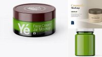 7469+ Green Cream Jar With Glossy Cap PSD Mockup High-Angle Shot Professional Quality PSD Freebie