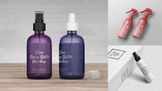 7471+ Glossy Plastic Spray Bottle PSD Mockup Advanced Photoshop Design Free