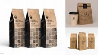 7472+ Kraft Paper Coffee Bag PSD Mockup / Front 3/4 View Editable Photoshop File