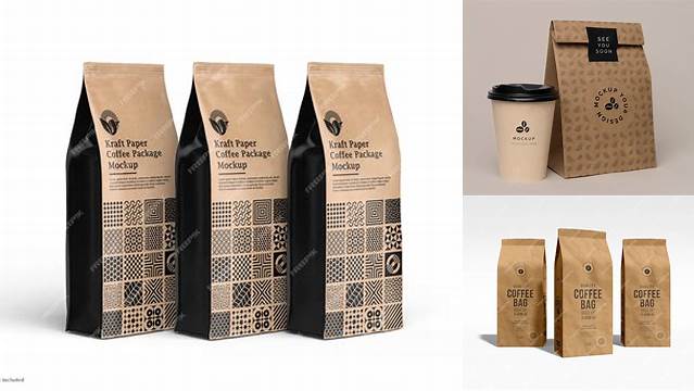 7472+ Kraft Paper Coffee Bag PSD Mockup / Front 3/4 View Editable Photoshop File