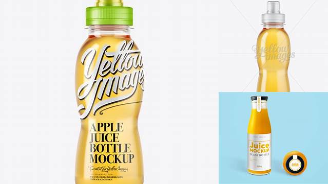 7483+ 330ml Apple Juice PET Bottle with Transparent Cap PSD Mockup Exclusive Free PSD Mockups