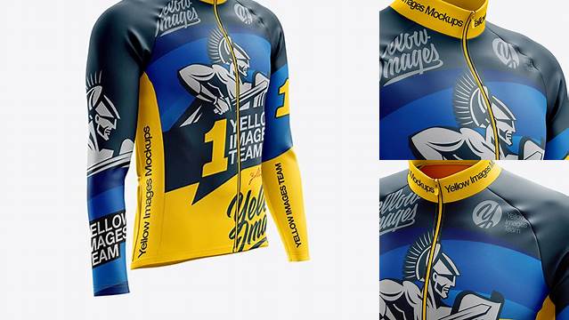 7495+ Men’s Cycling Thermal Jersey LS PSD Mockup Right Half Side View Creative Layered Mockup Freebie