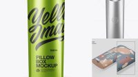 7496+ Metallic Fast Food Pillow Box PSD Mockup Download Free PSD