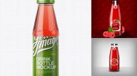 7497+ 100ml Glass Bottle With Raspberry Drink PSD Mockup Advanced Photoshop Template