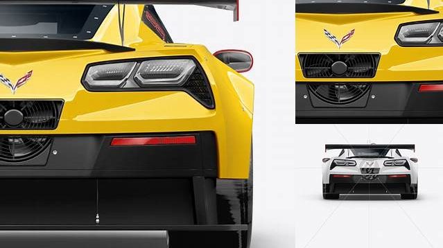 7498+ Chevrolet Corvette C7R PSD Mockup Back View Free Premium Photoshop Template Download