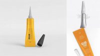 7499+ Metal Super Glue Tube PSD Mockup Front View Fully Customizable Photoshop Freebie