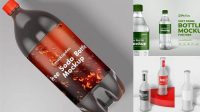 750+ 4 Pack Soda Bottle PSD Mockup Front View Smart PNG Image