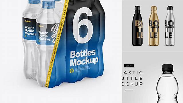 7502+ Clear Plastic Bottle With Shrink Sleeve PSD Mockup Creative Design PSD Free Download