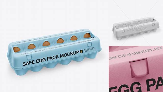 7504+ 12 Eggs Carton Safe Pack PSD Mockup Half Side View High-Angle Shot High-End Professional PSD Resources