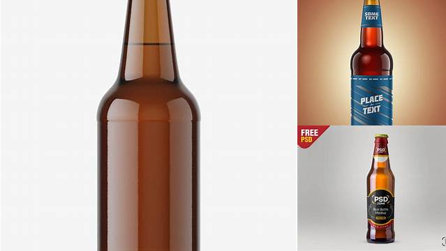 7504+ 330ml Amber Bottle with Light Beer PSD Mockup Free Professional PSD Download