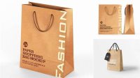 7504+ Kraft Paper Bag With Rope Handle PSD Mockup Half Side View Premium Free Mockup PSD