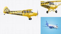 751+ Airplane With Short Banner PSD Mockup Half Side View High-Quality Editable PSD