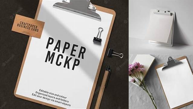 7510+ Textured Clipboard With Paper PSD Mockup Front View Versatile and Elegant PSD File