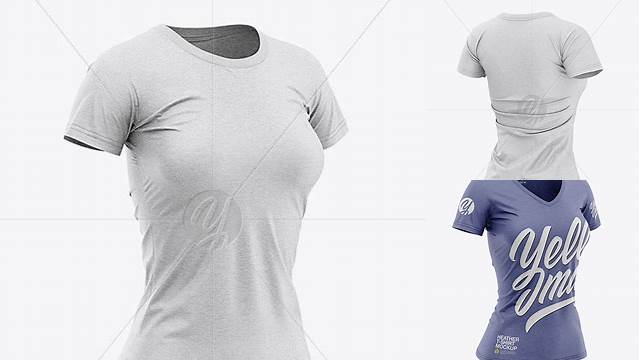 7510+ Women’s Heather Slim-Fit T-Shirt PSD Mockup Back Half-Side View Advanced Editable Template Free