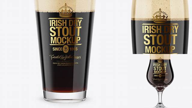 7512+ Irish Dry Stout Beer Glass PSD Mockup Custom Design Freebie PSD