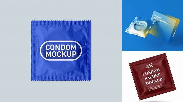 752+ Square Matte Condom Sachet Creative and Modern PSD Freebie