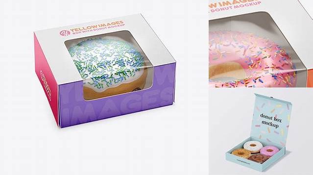 7520+ Box with Boston Donut PSD Mockup Half Side View High Angle Shot Best for Showcase