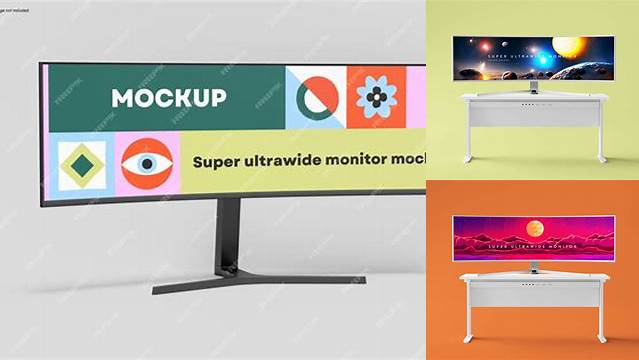 7520+ Glossy Ultrawide Monitor PSD Mockup Exclusive PSD Design Freebie