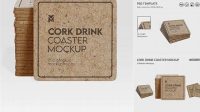 7521+ Four Cork Beverage Coasters PSD Mockup Free Mockup Templates