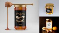 7525+ Ceramic Honey Jar With Spoon PSD Mockup Front View High-Angle Shot Free Photoshop Mockup Design