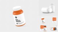 7528+ Orange Pill Bottle PSD Mockup Front View Editable Photoshop Free Mockup