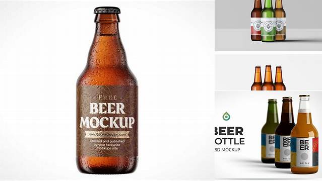 7531+ Amber Glass Beer Bottle PSD Mockup Professional Editable Freebie PSD