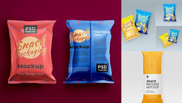 7532+ Snack Pack PSD Mockup Half Side View Premium Quality PSD Freebie