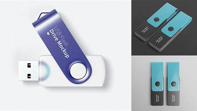 7533+ Matte USB Flash Drive PSD Mockup Top View Easy-to-Edit PSD