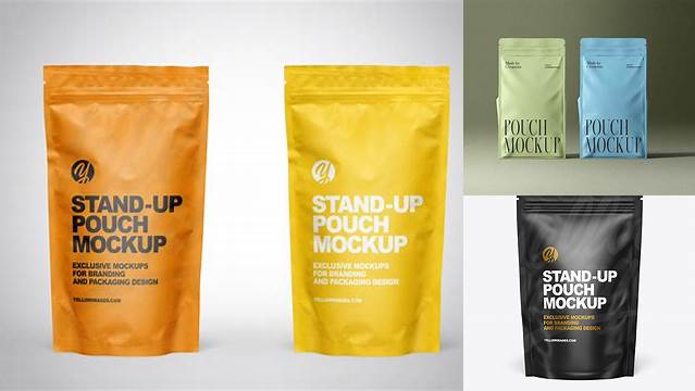 7534+ Matte Stand-Up Pouch PSD Mockup Front View Unique and Editable PSD