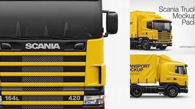 7537+ Scania Truck PSD Mockup Top View Modern PSD Templates