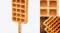 7538+ Belgian Waffle On Stick PSD Mockup Half Side View High Angle Shot Easy-to-Edit Photoshop Freebie