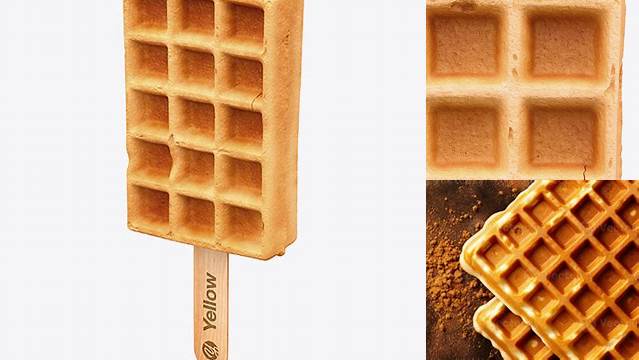 7538+ Belgian Waffle On Stick PSD Mockup Half Side View High Angle Shot Easy-to-Edit Photoshop Freebie