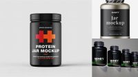 7539+ Metallic Protein Jar With Paper Label PSD Mockup Download Premium PSD Resource