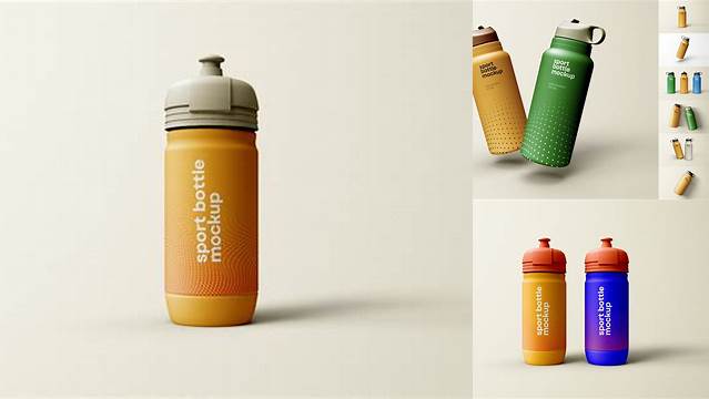 7543+ Clear Sport Bottle PSD Mockup Front View Easy-to-Edit PSD