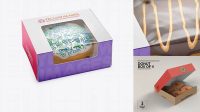 7553+ Box with Boston Donut PSD Mockup Half Side View High Angle Shot Digital Download