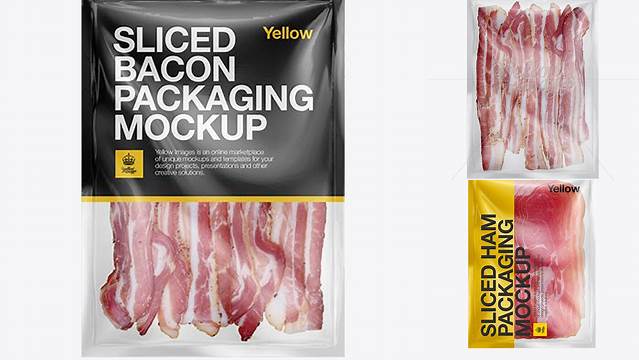 7555+ Plastic Vacuum Bag with Bacon PSD Mockup Exclusive PSD Design Freebie