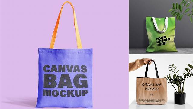 7556+ Canvas Bag PSD Mockup Front View Custom PSD Mockup Template