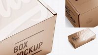 7559+ Metallic Carton Box PSD Mockup Half Side View high-angle shot Download Premium Free PSD