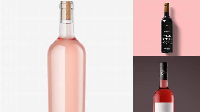 756+ Pink Wine Bottle PSD Mockup Front View Download Now High-Quality PSD Template