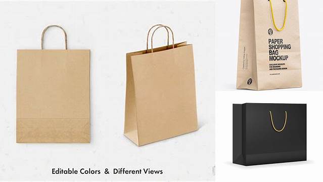 7561+ Paper Bag with Rope Handles PSD Mockup Front View Digital Download PSD for Free